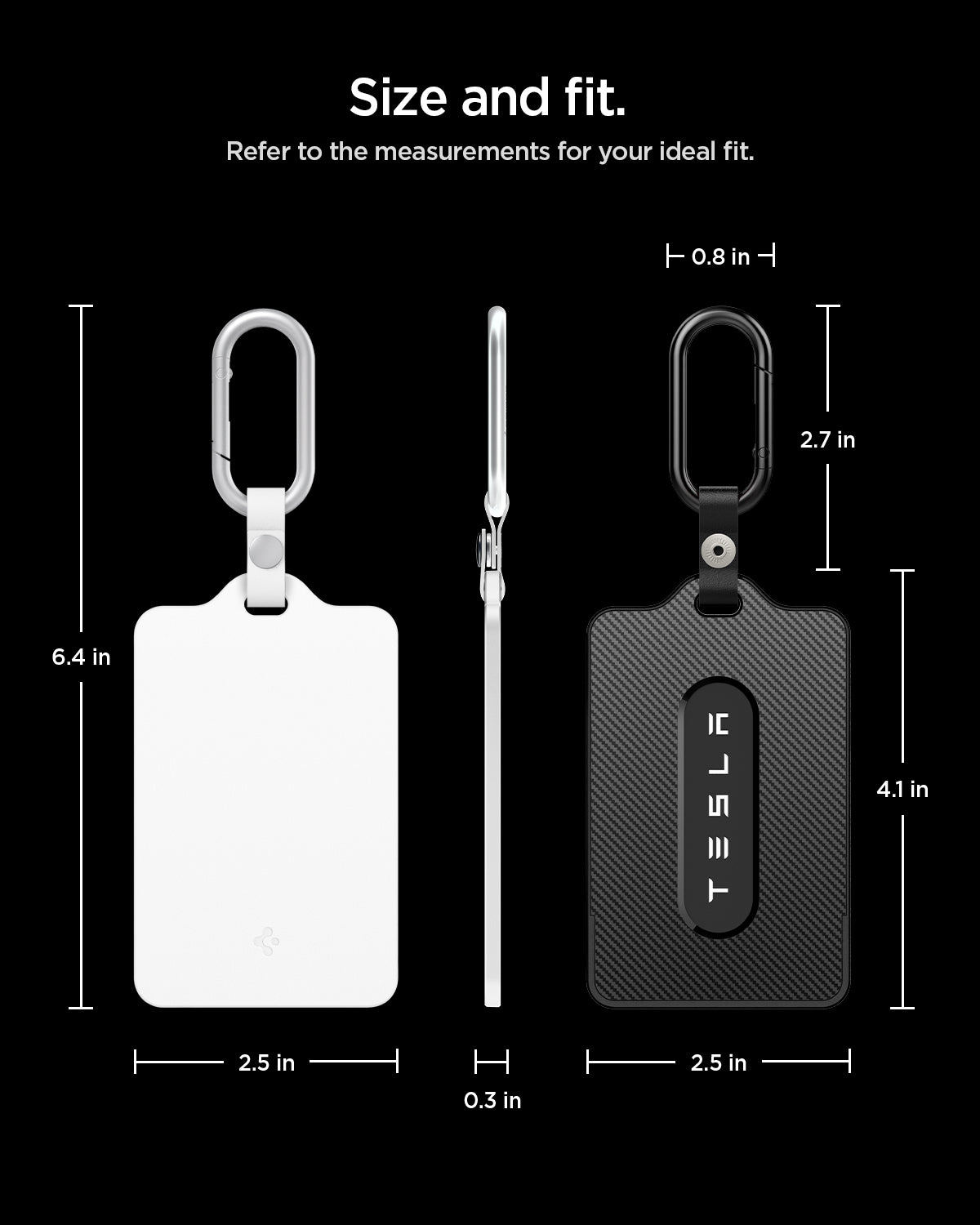 ACP11405 - Tesla Key Card Holder | TO243 2 Pack in Black & White showing size and fit
