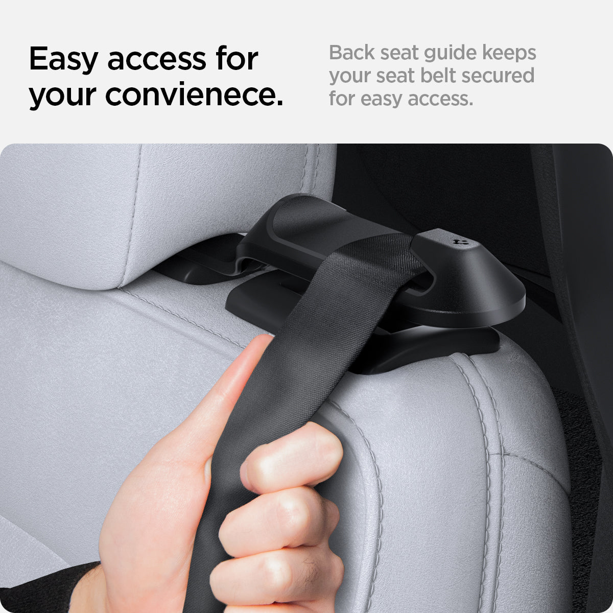 ACP06041 - Tesla Model Y Backseat Seatbelt Guide in black easy access for your convienece. Back seat guide keeps your seat belt secures for easy access.