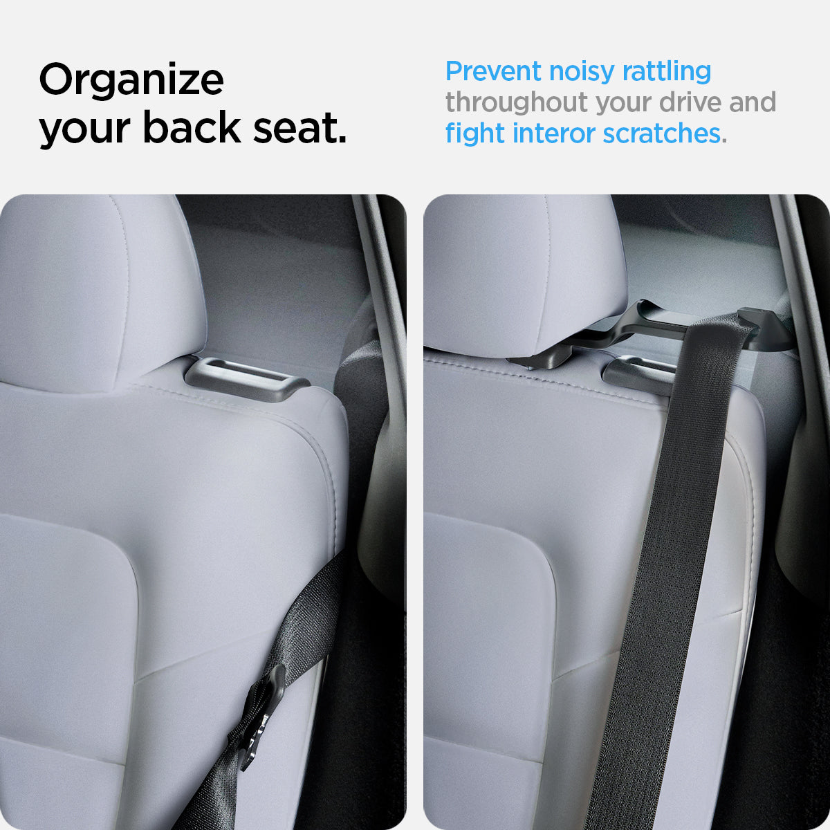 ACP06041 - Tesla Model Y Backseat Seatbelt Guide in black organize your back seat. prevent noisy ratting throughout your drive and flight interor scratches