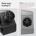 ACP09180 - Tesla Charging Adapter Door Dock TO255 in Black showing more ways to plug in. 6 ways to plug in seamlessly for secure fitment specific to J1772's asymmetrical shape. Please note that incorrect insertion may cause the adapter to be insecure or too tight