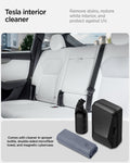 ACP08850 - Car Cleaning Kit | TO280 showing the tesla interior cleaner. Remove stains, restore white interior, and protect against UV. Comes with a cleaner in sprayer bottle, double-sided microfiber towel, and magnetic cybercase