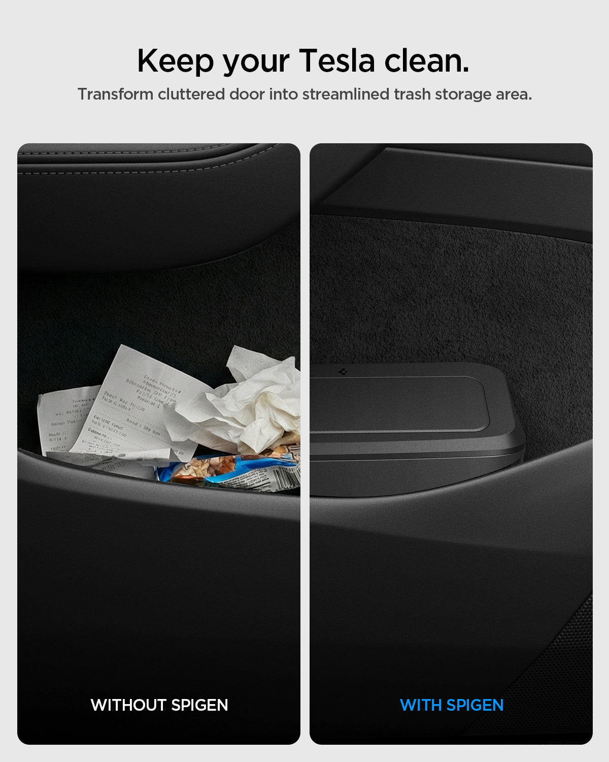ACP11106 - Tesla Series - Car Trash Can | TO281J showing keep your Tesla clean.