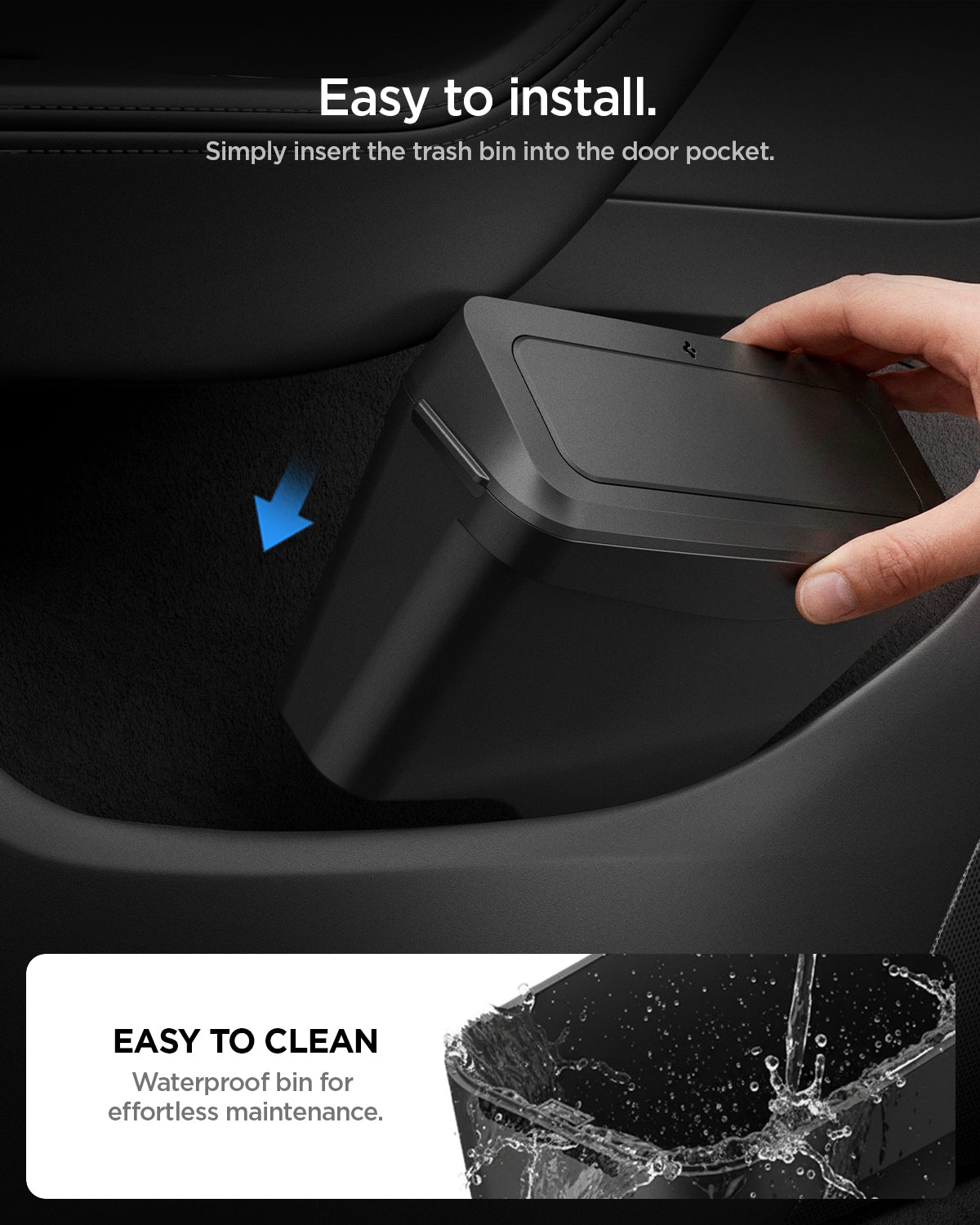 ACP11106 - Tesla Series - Car Trash Can | TO281J showing easy to install.