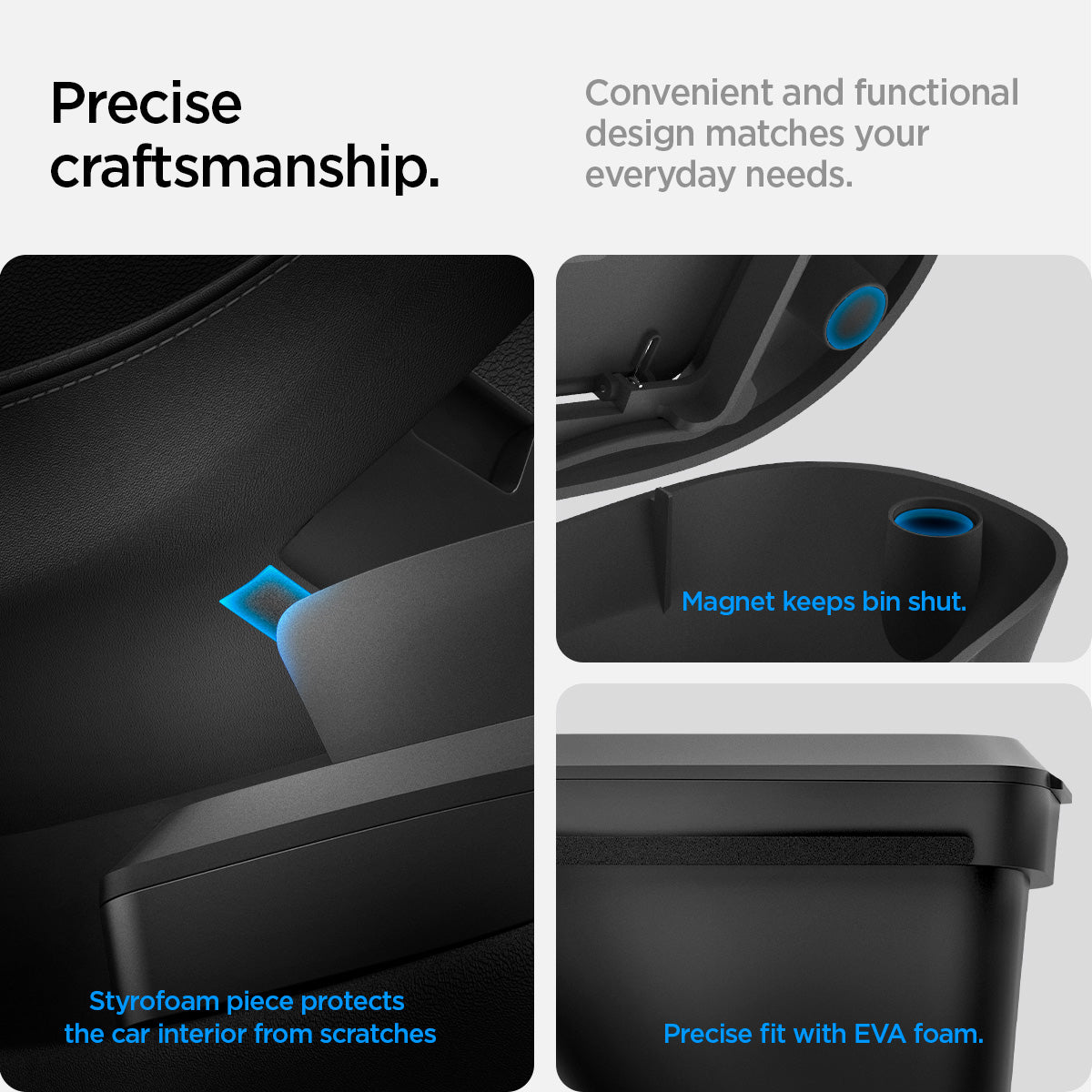 ACP09184 - Tesla Series Car Trash Bin TO282 H precise craftsmanship. Convenient and functional design matches your everyday needs. Styrofoam piece protects the car interior from scratches. 