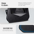 ACP09201 - Tesla Model 3 (2017-2023) Car Seat Hook TO283 in Black showing how keeping it clean. Silicone padding prevents scratches, keeping your car seat clean. Silicone padding secures hook and prevent damage