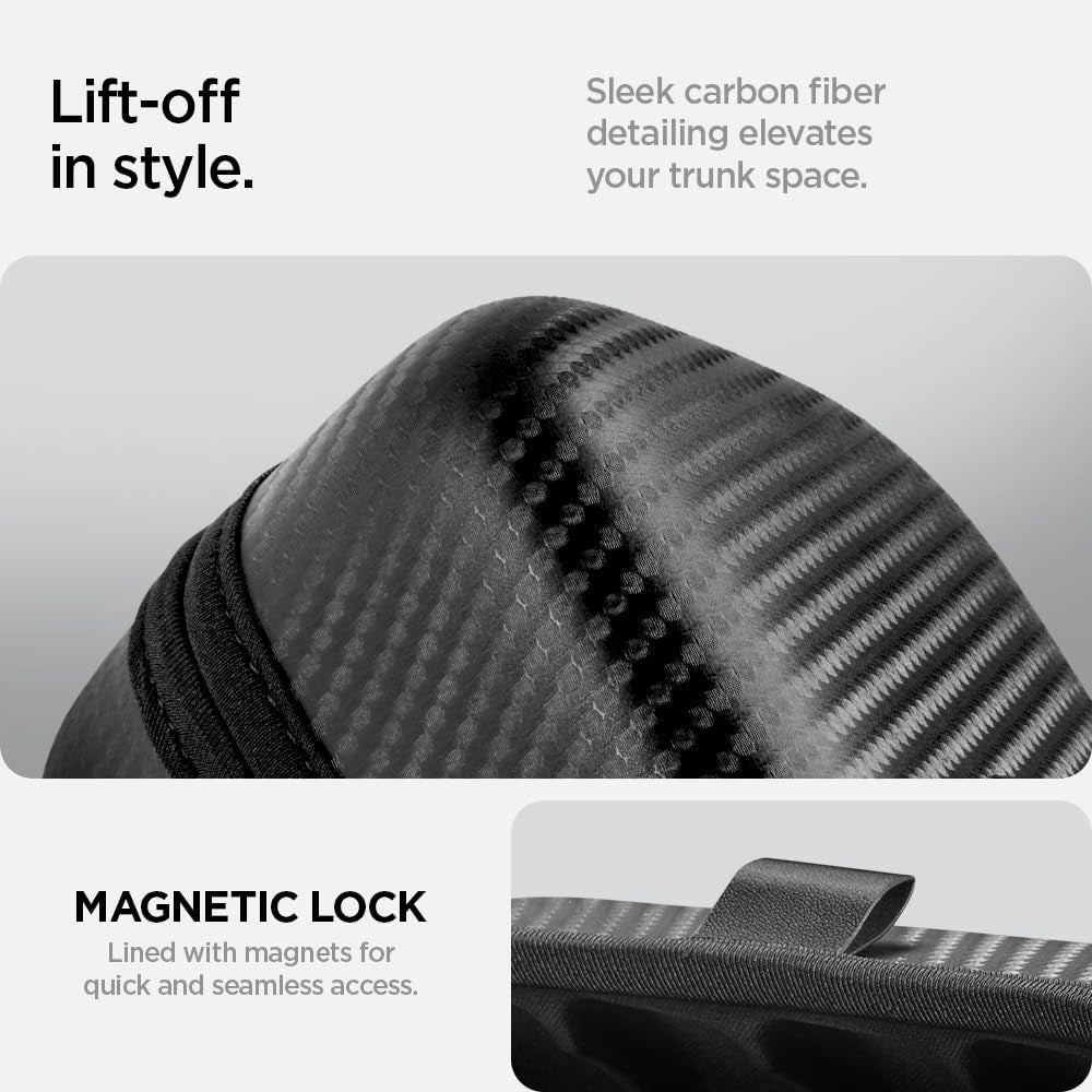 ACP07174 - Tesla Lifting Jack Pads TO310 in Black showing the Lift-off in style, sleek carbon fiber detailing elevates your trunk space.