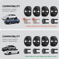 ACP07123 - Tesla Model Y & 3 Door Lock Cover TO320 in Black compatibility. New model Y juniper & Model 3 Highland. 2 hinge covers do not work with 2 front doors. compatibility. Model 3 (2017-2023) & Model Y (2020-2025) works with all 4 door hinges and striker covers.