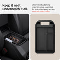 ACP08895 - Toyota Armrest Console Organizer TYO220 in Black showing how keeping it neat underneath it all. Distinct cutouts help organize your essentials for quick and easy access