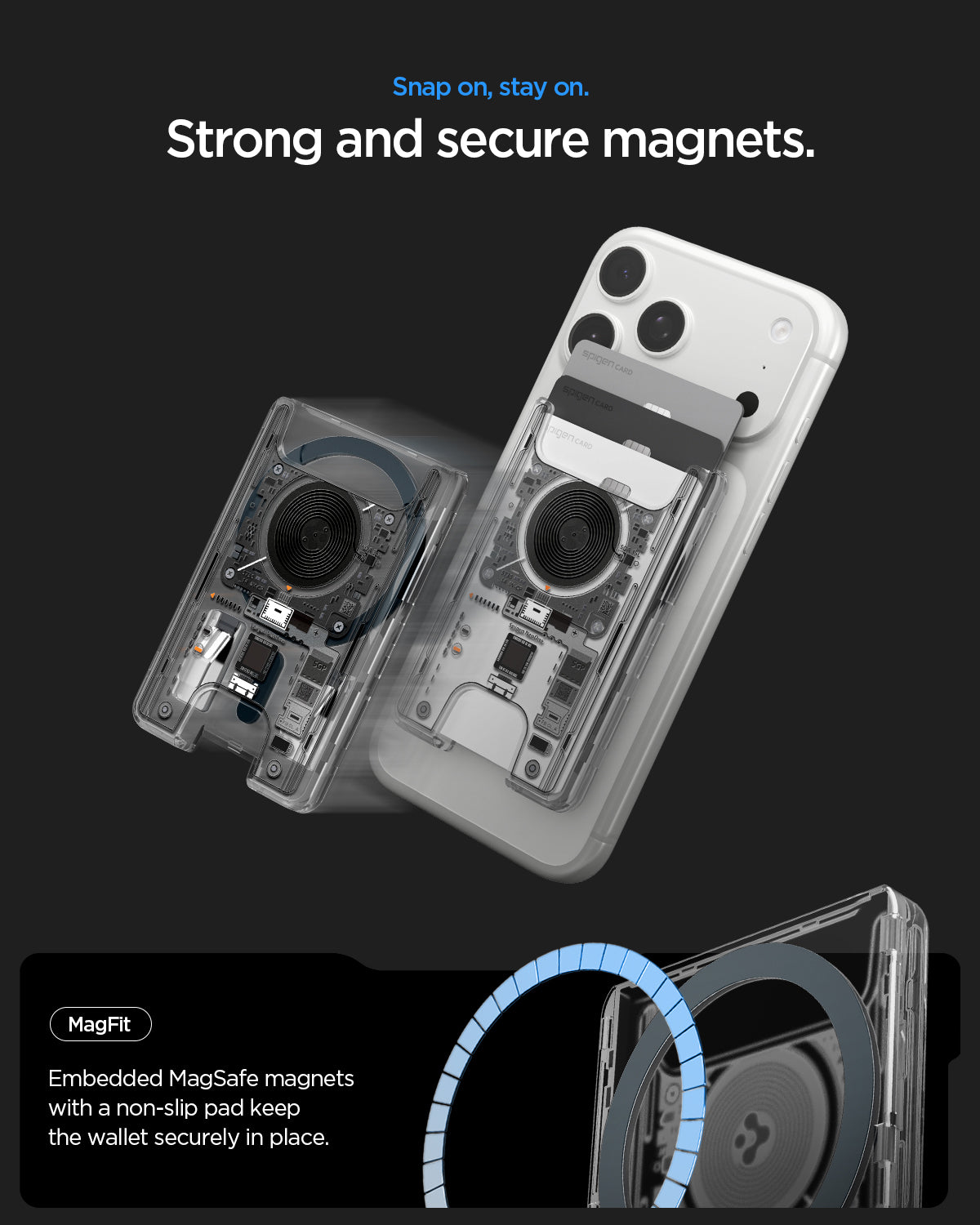 AFA11403 - MagSafe Card Holder Ultra Hybrid Neo One (Mag Fit) showing detachable magnetic NeoOne MagFit wallet card holder with secure MagFit connection