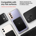 AMP02834 - Universal Card Holder Smart Fold in black showing the compatibility with any flat surfaces, works seamlessly for all kinds of phones with or without cases
