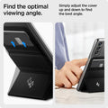 AMP02834 - Universal Card Holder Smart Fold in black showing on finding the optimal viewing angle, simply adjust the cover up and down to find the best angle