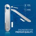 000EM20860 - U100 Universal Kickstand (Metal) in gunmetal showing the parts of the magnetic kickstand. Spring tension + magnet closure. Engineered for premium quality