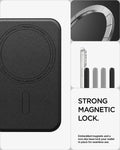 AFA11978 - MagSafe Card Holder Valentinus S-2 (Mag Fit) in Black showing the magnetic attachment area, embedded magnets, and non-slip base for secure attachment to a phone.