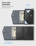 AFA09442 - MagSafe Card Holder Valentinus Pro | 3 Cards in Black showing storing up to 3 cards and 10 bills with ease. Cutouts for easy access. Crafted from premium soft Velo vegan leather