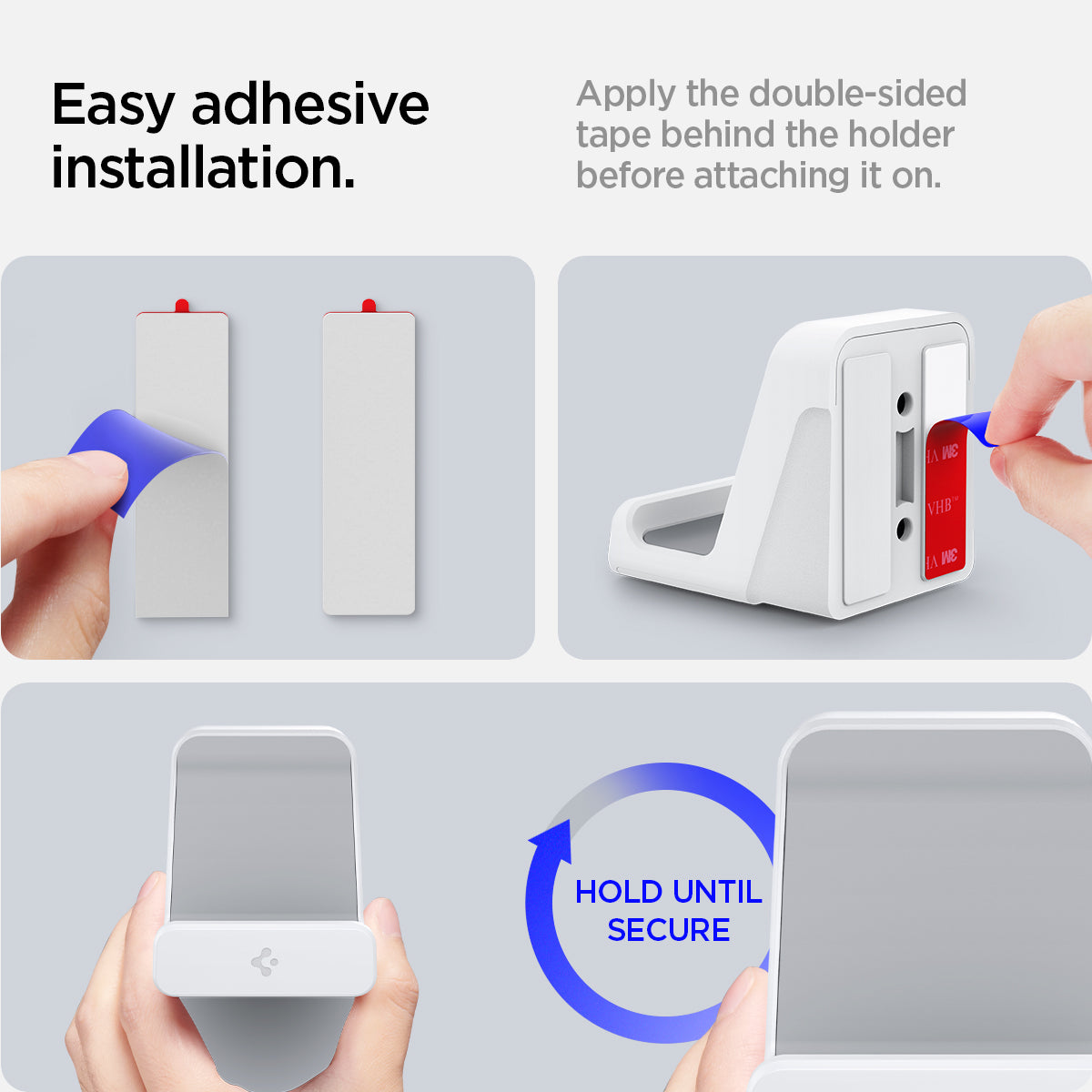 AMP06397 - PlayStation 5 Controller Mount | VG300 in White showing the easy adhesive installation. Appy the double-sided tape behind the holder before attaching it on