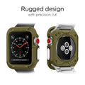 059CS26012 - Apple Watch Series (Apple Watch (42mm)) Case Rugged Armor in olive green design with precision cut. The front and back of the watch show the actual case being worn.