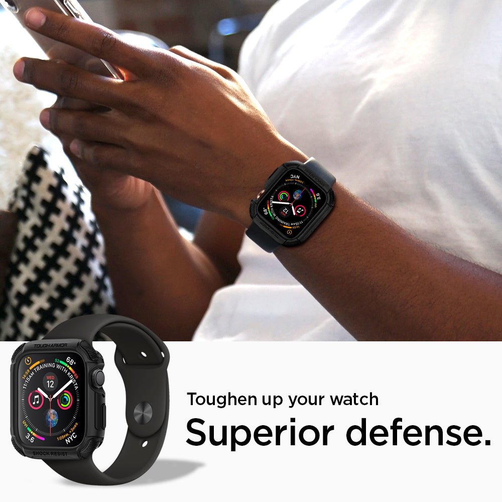 062CS24477 - Apple Watch Series (44mm) Case Tough Armor in black showing a toughen up your watch superior defense.