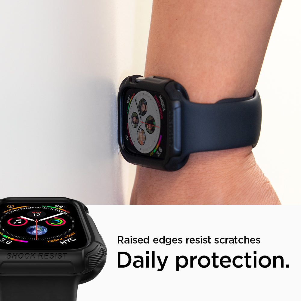062CS24477 - Apple Watch Series (44mm) Case Tough Armor in black raised edges and resist scratches. Daily protection.