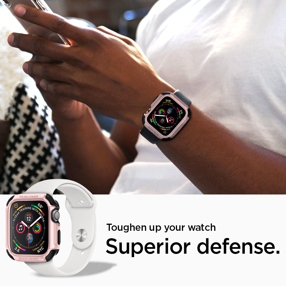 062CS24479 - Apple Watch Series (44mm) Case Tough Armor in rose gold showing a toughen up your watch superior defense. 