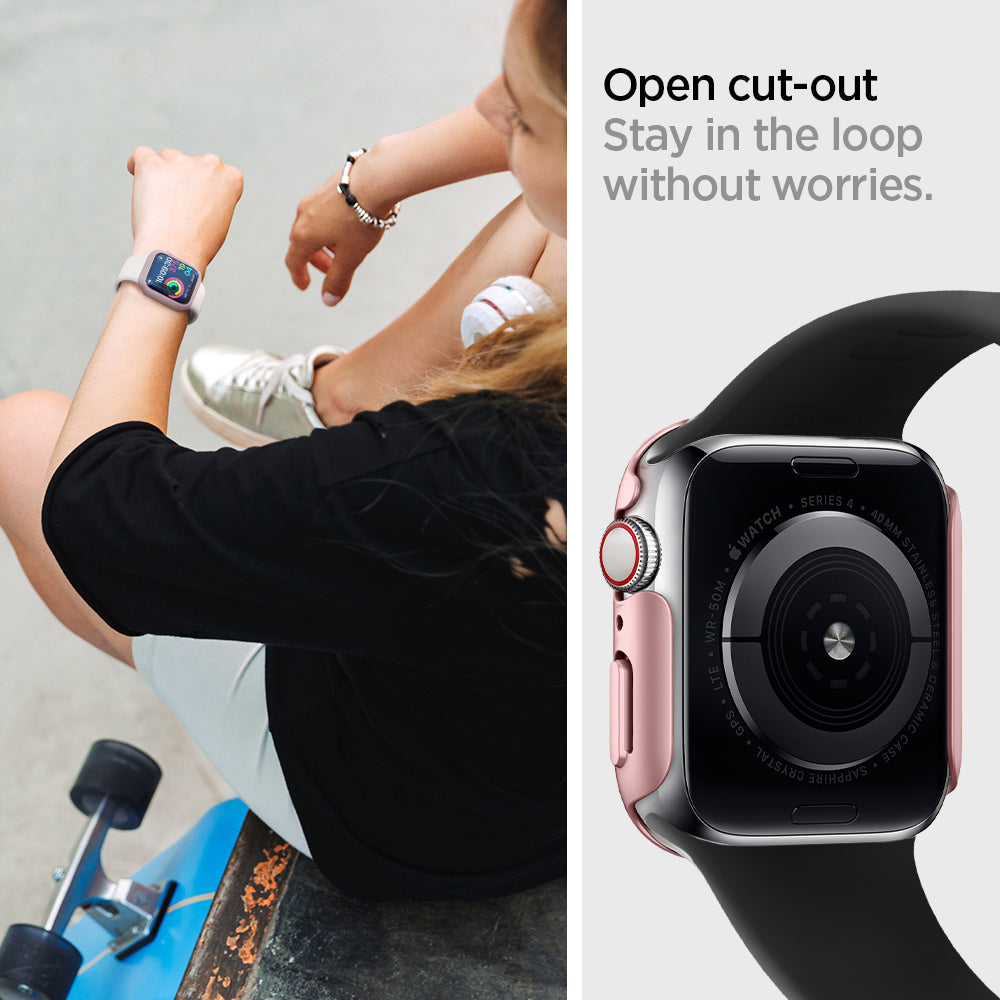 061CS24486 - Apple Watch Series (Apple Watch (40mm)) Case Thin Fit in rose gold open cutout stay in the loop without worries.