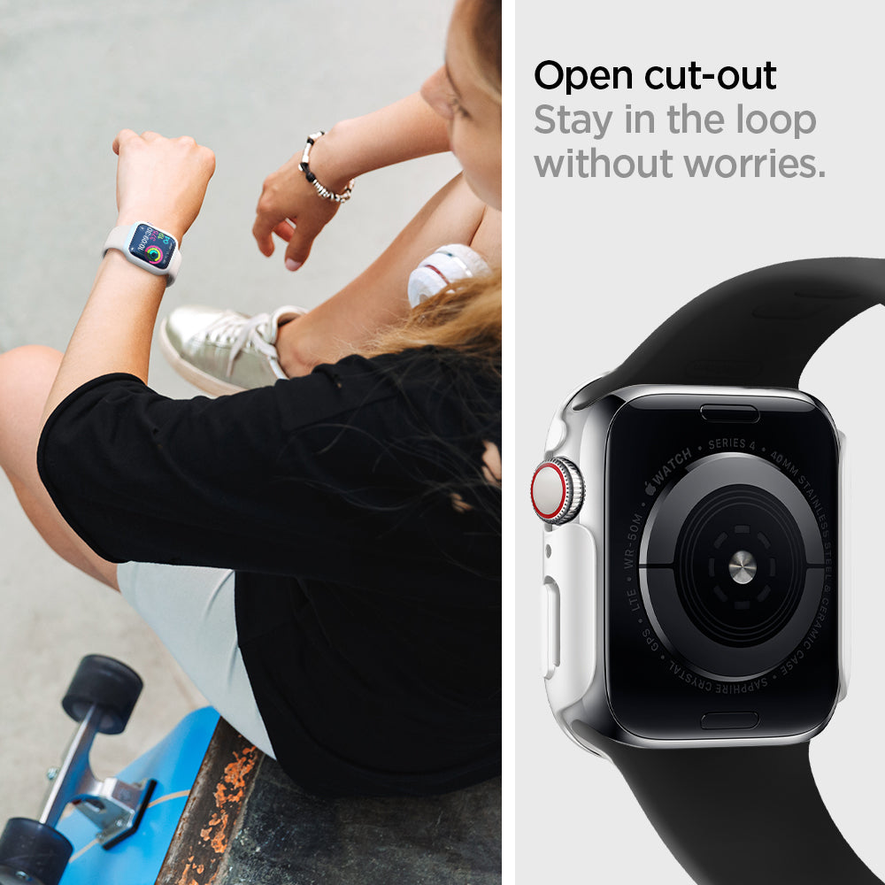 061CS24485 - Apple Watch Series (Apple Watch (40mm)) Case Thin Fit in white open cutout stay in the loop without worries.