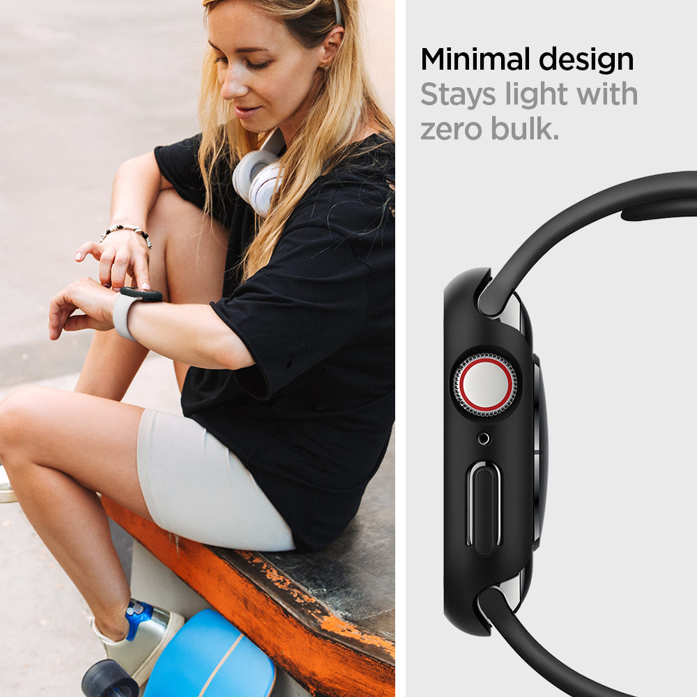 062CS24474 - Apple Watch Series (44mm) Case Thin Fit in black stays light with zero bulk. Minimal design.