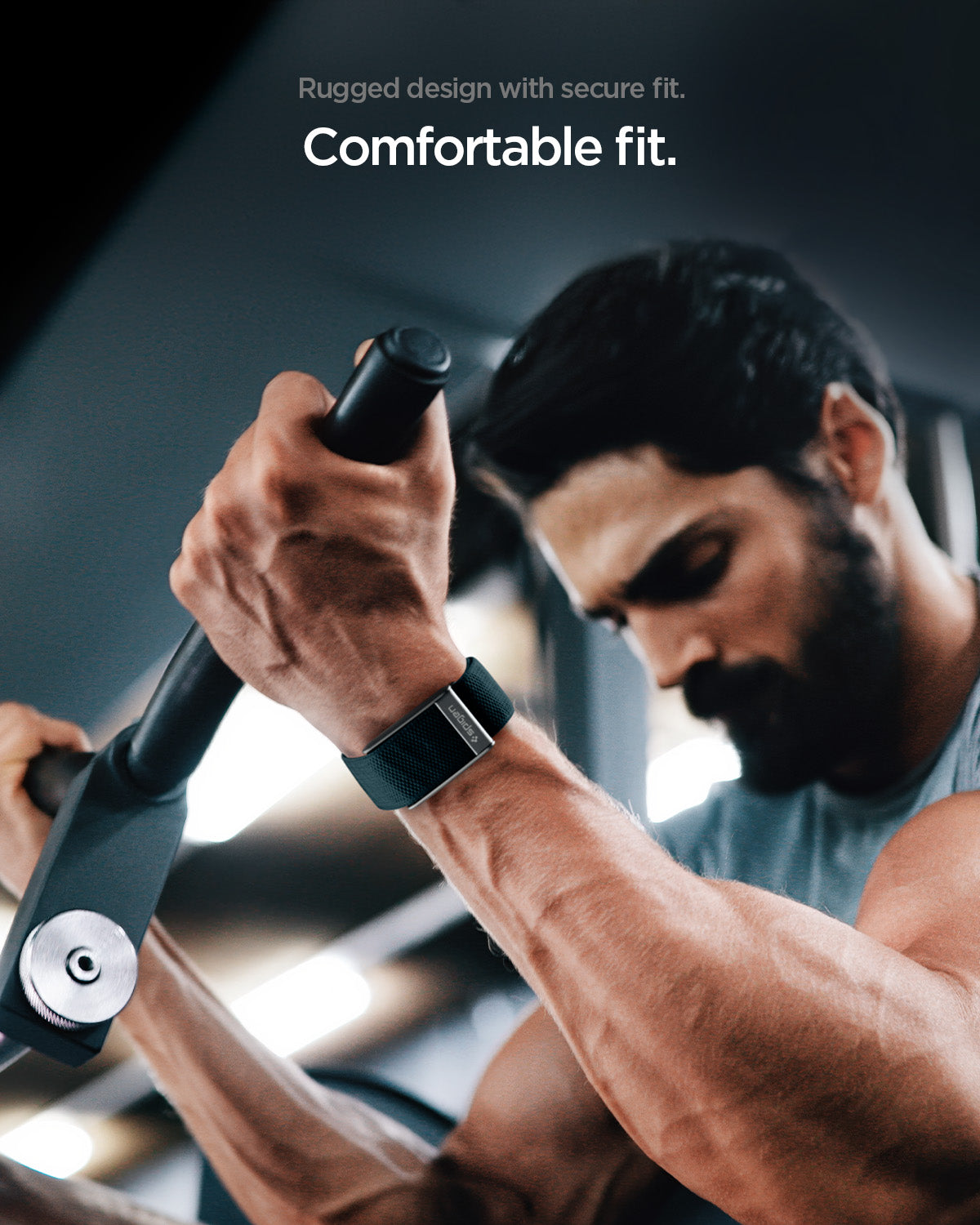 AMP10187 - WHOOP 5.0 woven band worn during strength training highlighting rugged design secure fit and comfortable feel for intense workouts