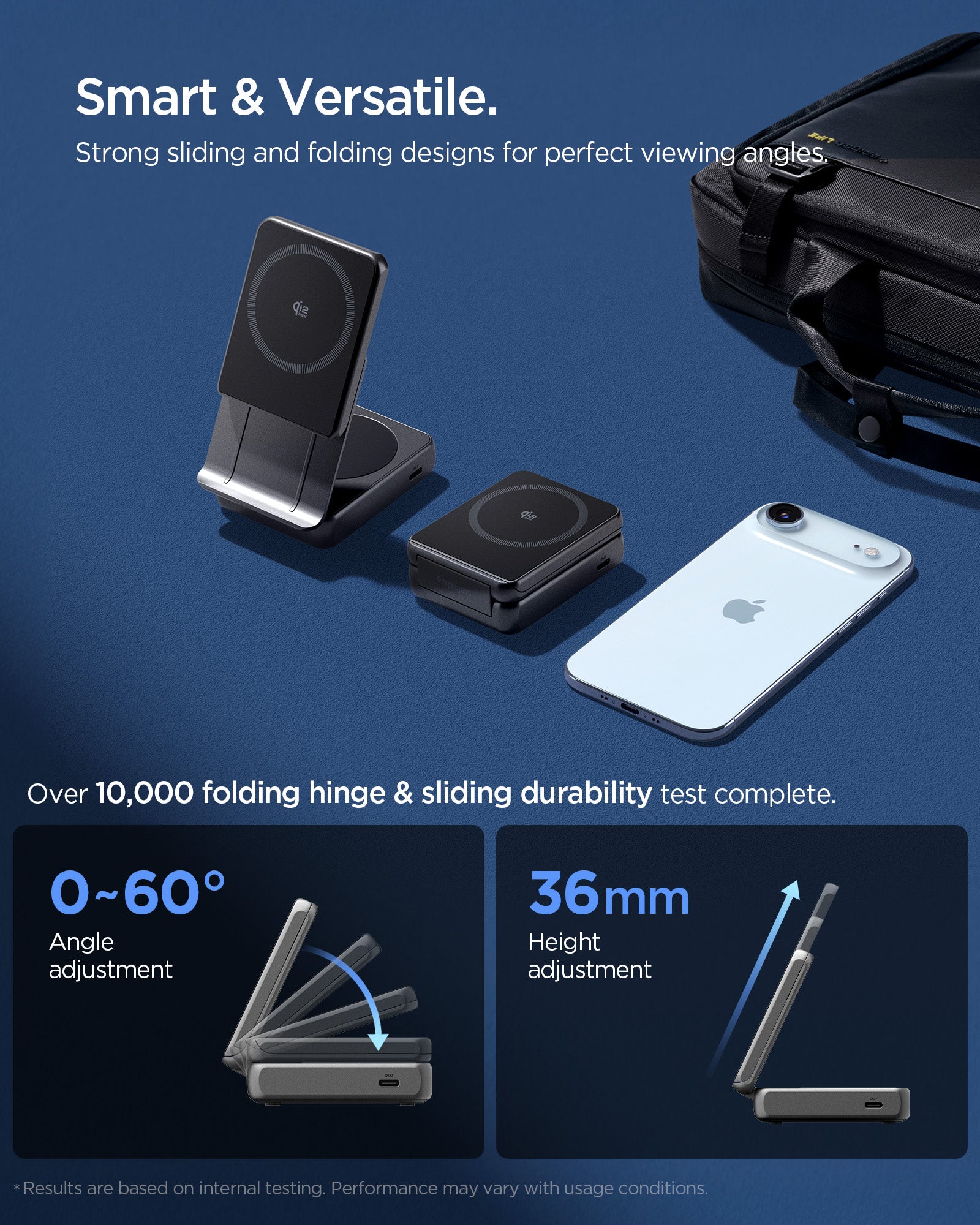 ACH10399 - 2-in-1 Magnetic Wireless Charger | EF302MOQ (Mag Fit) in Black showing smart and versatile