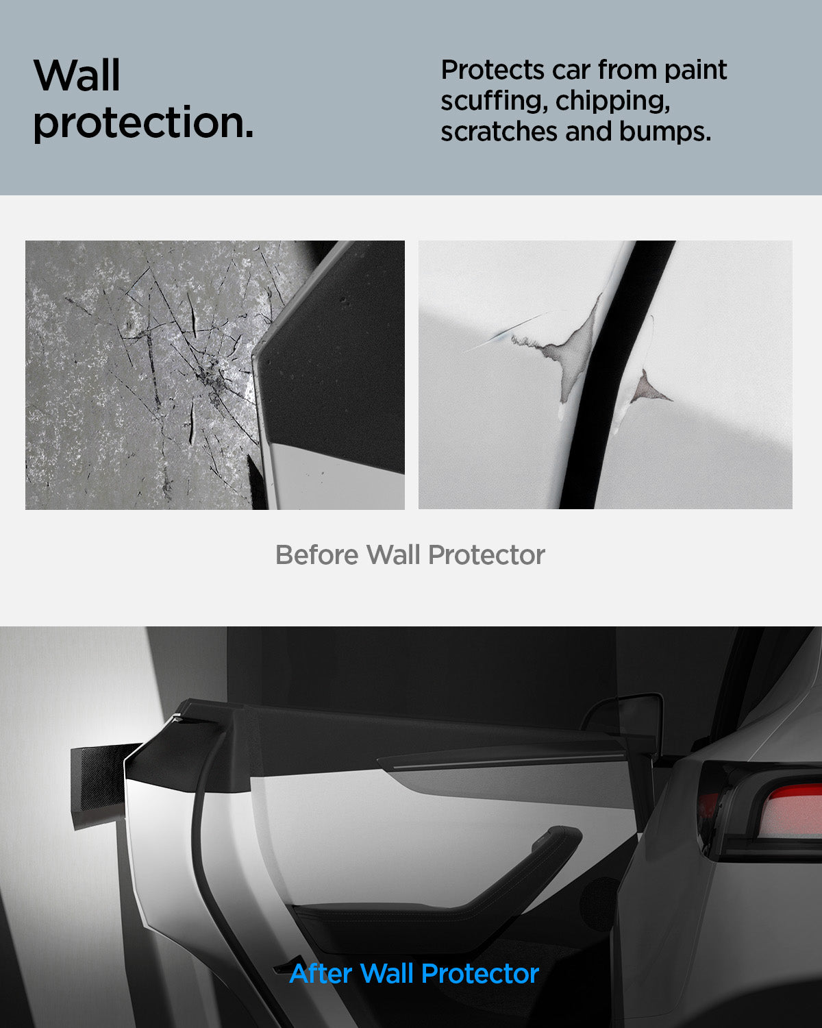 ACP10400 - Garage Wall Protector | WP100 showing how it protects the car from paint scuffing, chipping, scratches and bump