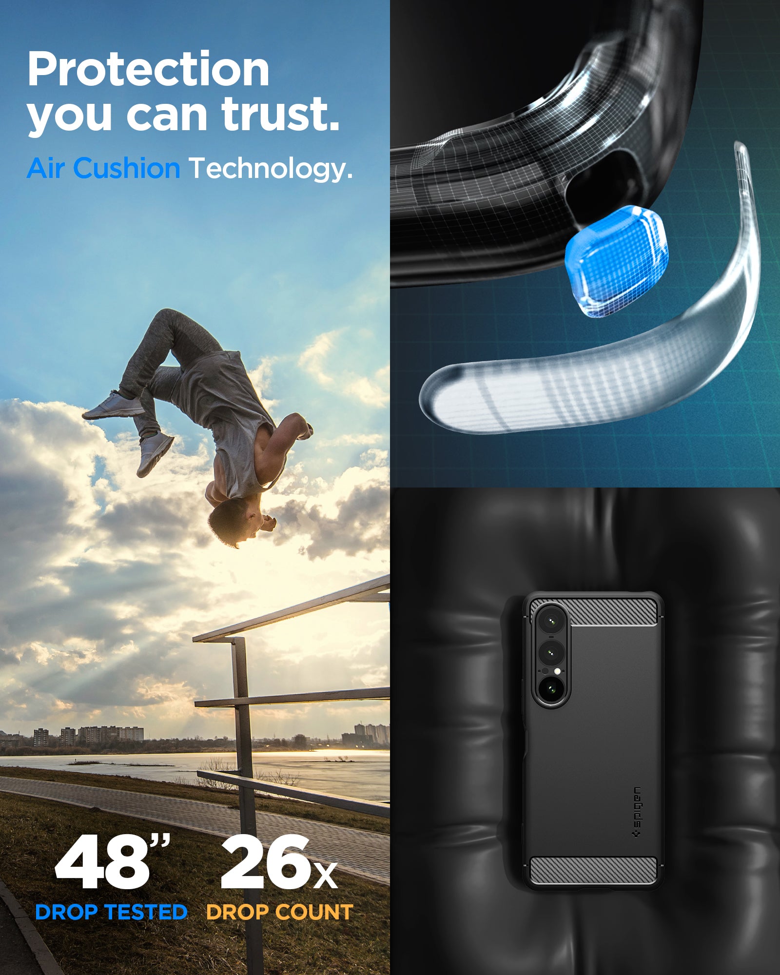 ACS09591 - Sony Xperia 10 VII Case Rugged Armor in Matte Black 