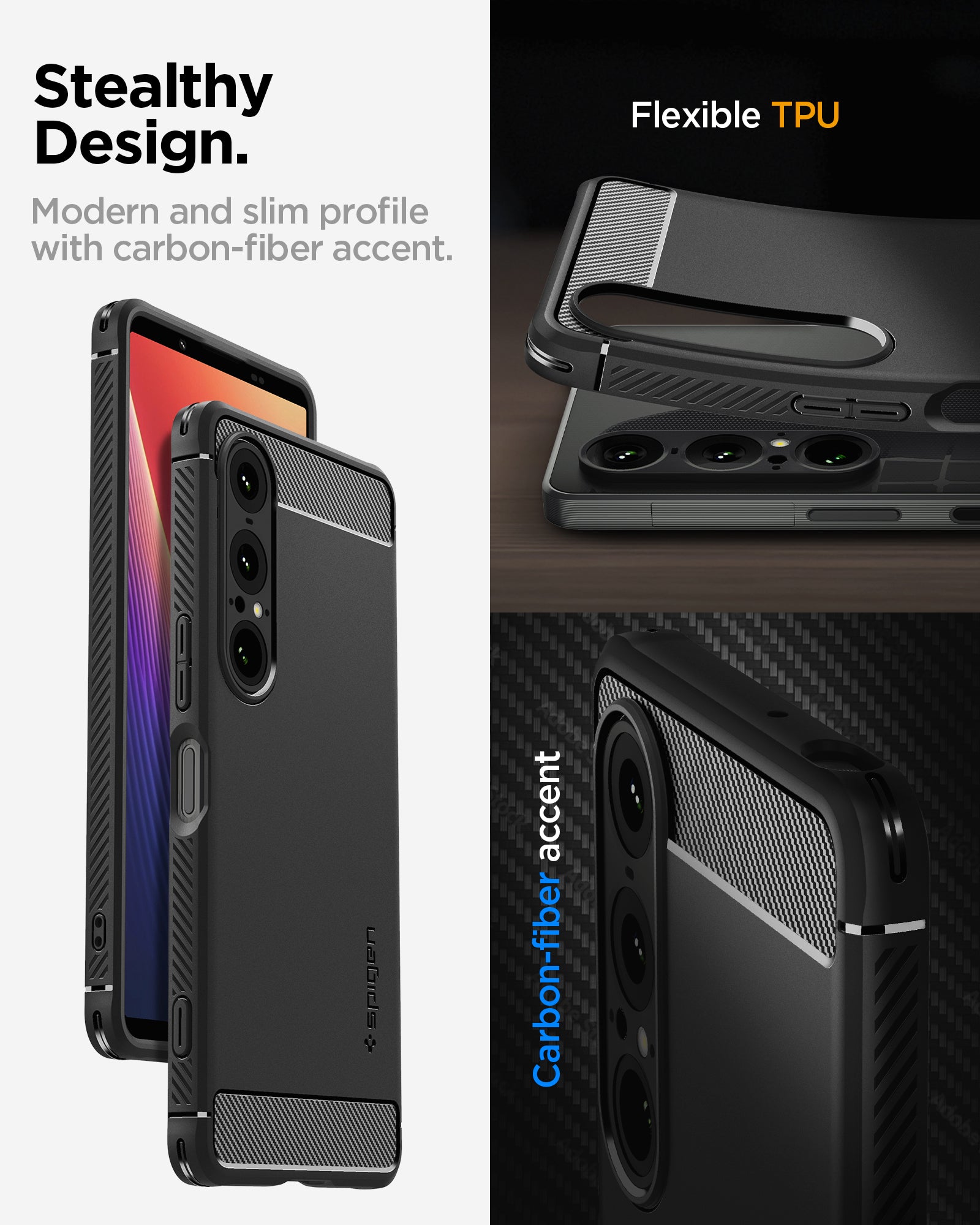 ACS09591 - Sony Xperia 10 VII Case Rugged Armor in Matte Black 