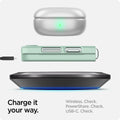 ACS06871 - Galaxy Z Flip 5 Case Air Skin in apple mint showing the charge it your way. Wireless, PowerShare and USB-C all check