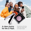 ACS06230 - Galaxy Z Flip 5 Case AirSkin in crystal clear showing the simple choice for the Z Flip 5. Simplicity is the key. Keep the Flip 5 slim and lightweight