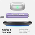 ACS06232 - Galaxy Z Flip 5 Case AirSkin in rose purple showing the charge it your way. Wireless, PowerShare and USB-C all check