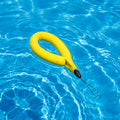 AMP11843 - Aqua Shield Floating Strap in Neon Yellow showing a floating wrist strap resting on the surface of pool water with an attached safety tether