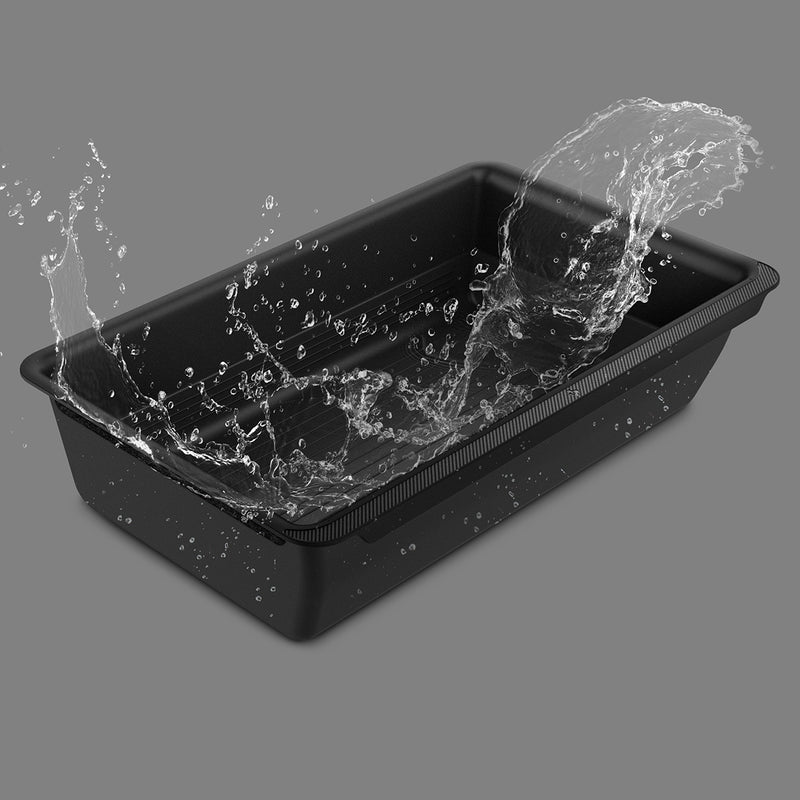 ACP05757 - Underseat Storage Box for Tesla Model Y in black showing water splashing inside