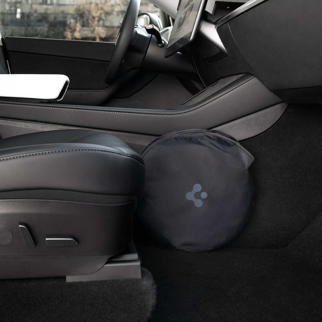 ACP09094 - Tesla Model X TO263 (2022-2025) Cryoshade in black showing storage in the car.