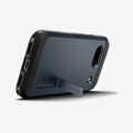ACS07265 - Pixel 8a Case Tough Armor in Metal Slate showing the back, partial side and bottom with a built-in propped up kickstand