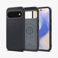ACS11445 - Pixel 11 Nano Pop (Mag Fit) Black Sesame front and back angled views show the slim profile, precise fit, and built in magnetic construction.