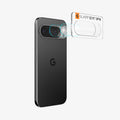 AGL09662 - Pixel 10 Pro Optik EZ Fit Lens Protector showing the installation tray with lens attached to the device