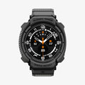 ACS11612 - Galaxy Watch Ultra Series - Rugged Armor Pro  showing the Galaxy Watch Ultra with the Rugged Armor Pro case in Gray, front view on white background with 