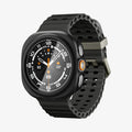 ACS11609 - Galaxy Watch Ultra Series Thin Fit 360 showing the case's front angled view with buttons and olive-buckle band on the watch