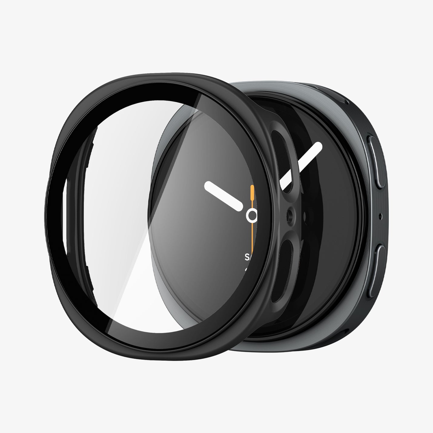 ACS11597 - Galaxy Watch 9 (40mm) Thin Fit 360 showing the case and screen protector separated in a close-up exploded view
