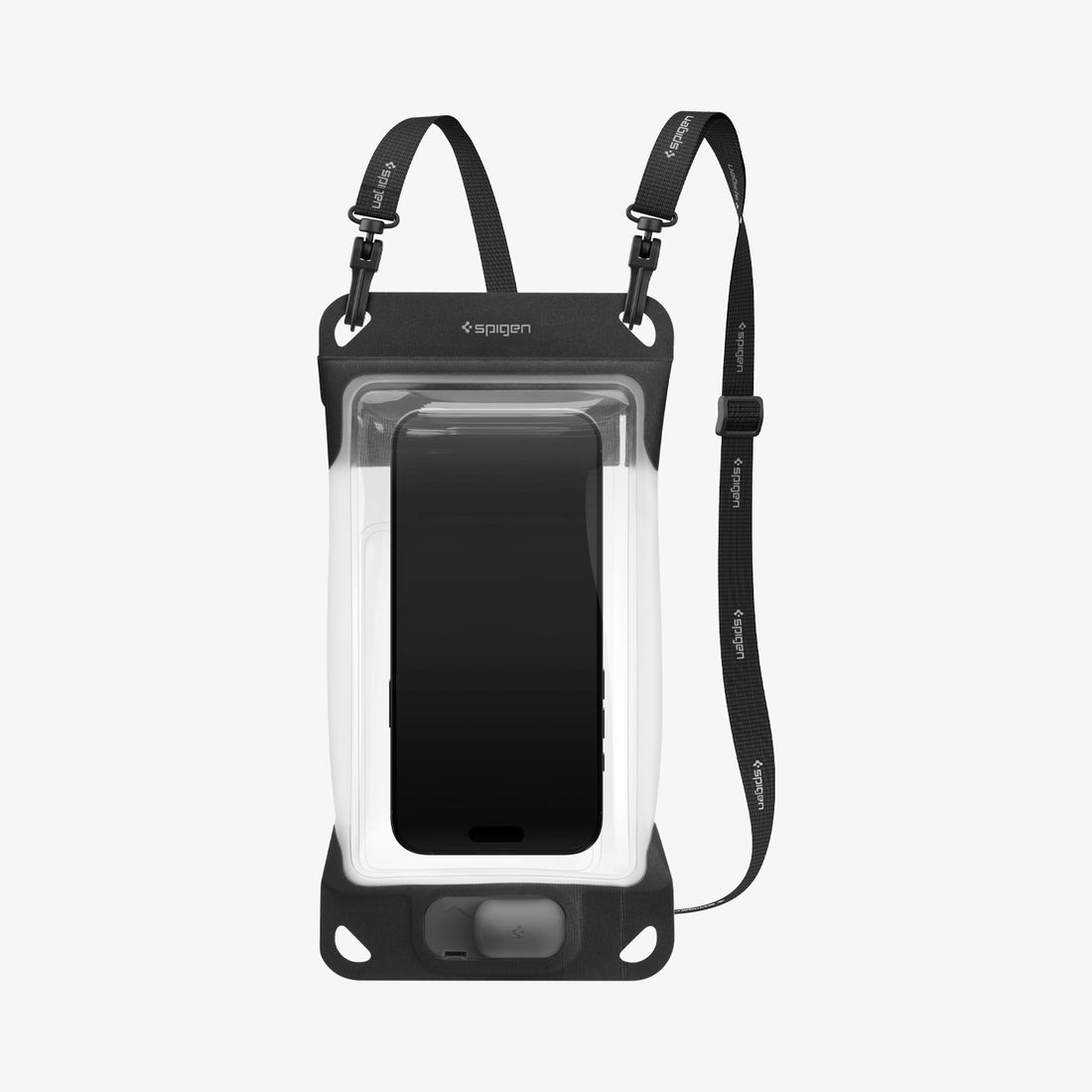 ACS09306 - AquaShield Waterproof Phone Pouch | A602 in Black showing the front with the device inside