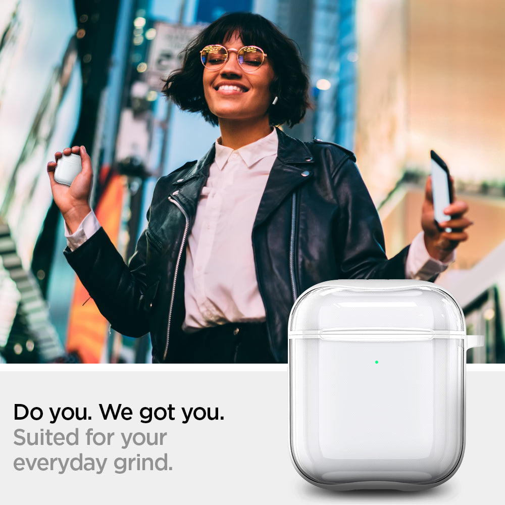 ASD01301 - Apple AirPods 1 / 2 Case Ultra Hybrid in jet white showing the trimmed to fit. Precise fitting for absolute coverage with 0.1 inch thickness 