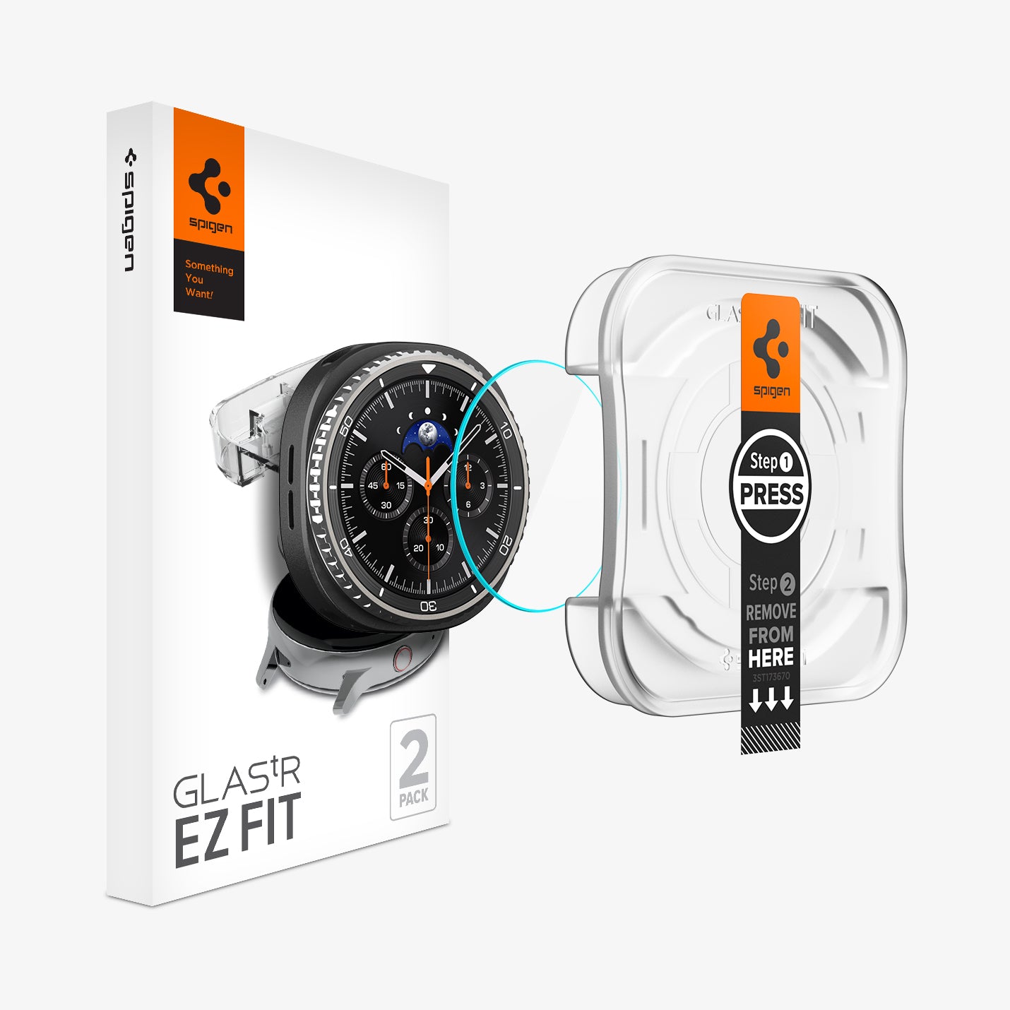 AGL09877 - Galaxy Watch 8 46mm GLAS.tR EZ Fit showing the ez fit tray and screen protector package