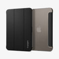 ACS03762 - iPad Mini 7 Liquid Air Folio showing the front cover with textured pattern and the transparent back shell with Apple logo visible
