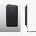 APP11228 - SSD/HDD Holder | LD221 in Black showing mounted on MacBook back panel with slim side profile view highlighting low-profile adhesive attachment
