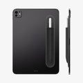 APP12219 - Apple Pencil Holder | LD222 Black showing a pencil holder attached to the back of a tablet with a stylus secured inside