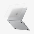ACS11528 - MacBook Pro 14-inch Air Skin in Frost Clear showing the top shell of the Frost Clear case lifting away from the MacBook to illustrate the two-piece snap-on design